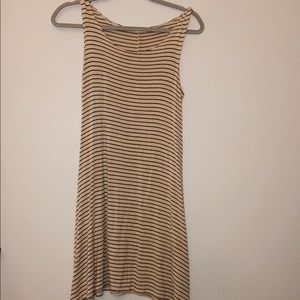 Beige and black striped dress
